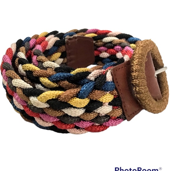 Multi Color Woven Belt Teal Red Blue Black Brown White Yellow Purple Gray OSFA - Picture 1 of 9